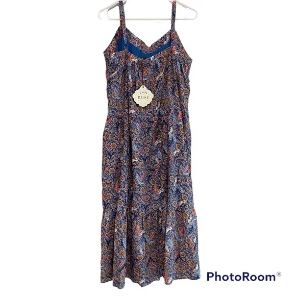 Women's Sleeveless Tiered A-Line Dress Knox Rose Blue Size 2X - Picture 7 of 10